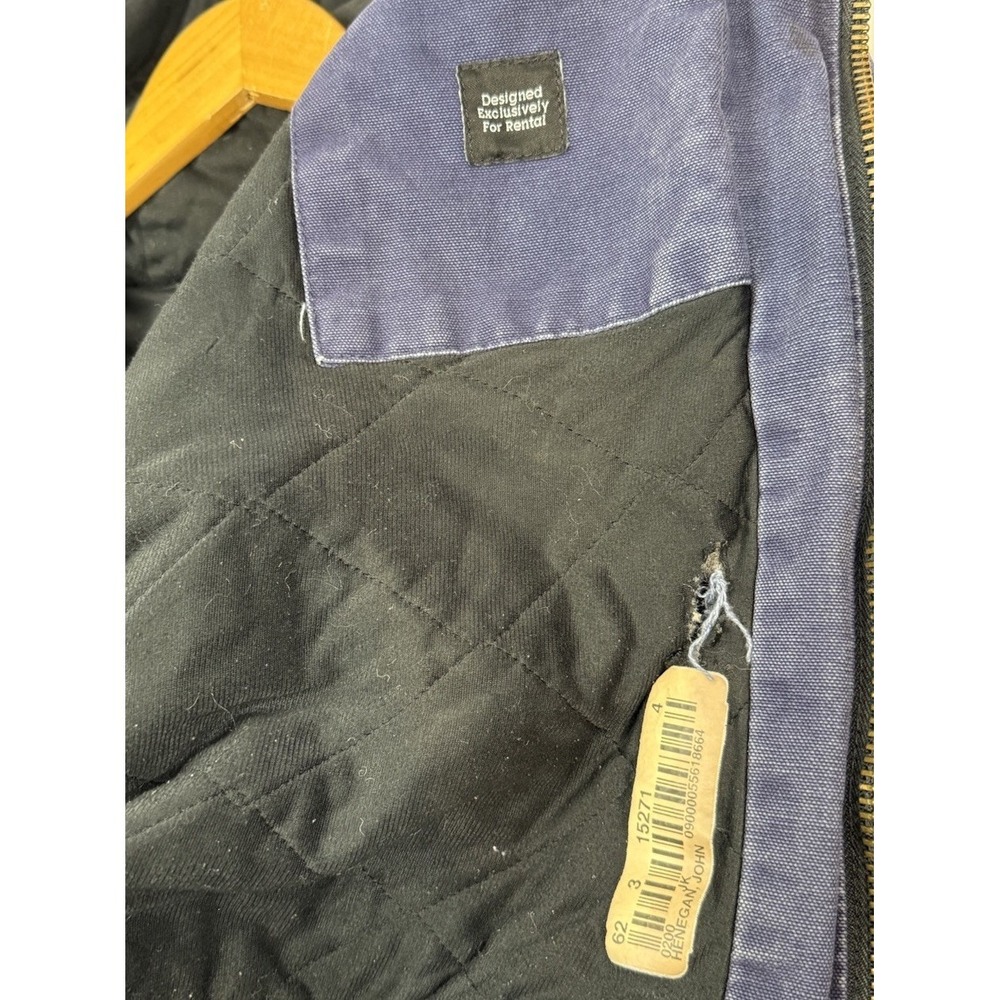 Vintage Carhartt 376-20 Navy Blue Destrsssed Rental Workwear Jacket Size Large - Picture 11 of 13